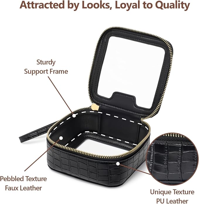 Clear Makeup Bag - TSA Approved Toiletry Bag for Carry-on & Checked Luggage, Water Resistant Car Storage Organizer with Reinforced Seams