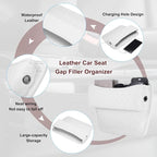 2pcs Car Seat Gap Filler Organizer 11.5 x 8 x 2.1 Inch Leather Universal Car Organizer Storage Box Between Seat and Console for Phone Sunglasses Keys, White
