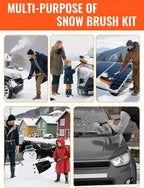 5 in 1 Multi-Functional Snow Brush Ice Scraper and Shovel Kit with Detachable Ergonomic Foam Grip for Car Automobile Vehicle Window SUV Truck Windshield Patios Driveways Sidewalks Winter Snow Removal