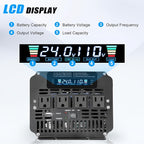4000 Watt Power Inverter 24V to 110V 120V for Vehicle, Solar Inverter System, Heavy Duty, RV, Truck, Off Grid,Camping with 4 AC Outlets, LCD Display, Wireless Remote Control, Car Power Inverter