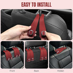 2PCS Car Hooks for Headrest, Faux Leather Purse Hook for Car Seat Back Organizers and Storage, Double Metal Purse Holder Bag Hanger, Universal Car Interior Accessories for Women Man