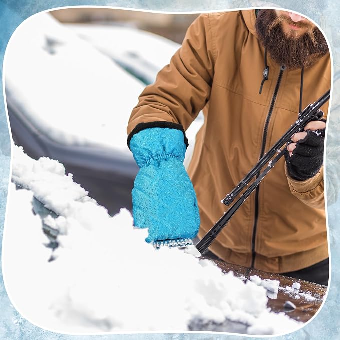 Ice Scraper with Glove Waterproof Ice Scrapers for Car Windshield No Scratch Comfortable Removal Snow Mitt Glove Windproof Warm for SUV Vehicle Truck Snow Quickly Removal
