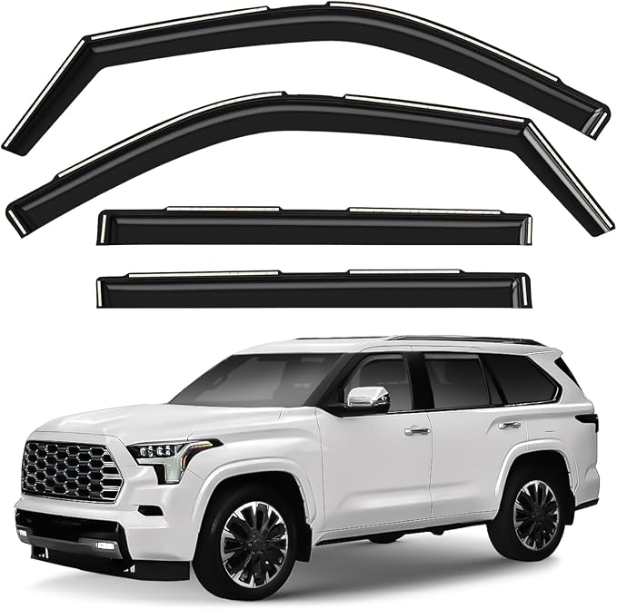 GrandWheel Window Deflectors Smoke Tinted in-Channel Side Window Vent Visor Deflectors Rain Guards Compatible with Sequoia 2023-2026 - 4pcs. GW0933