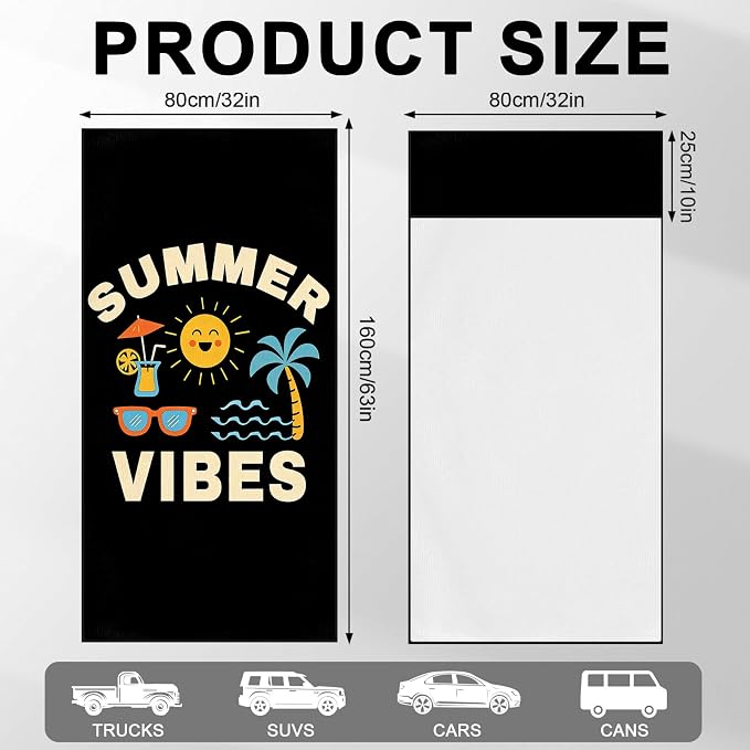 2 Pack Car Towels Seat Cover with Storage Bag, Multifunctional Microfiber Towel for Gym Outdoor Sport Running,Picnic, Beach, Pet Dog Travel,Fits Car SUV Truck (Summer Vibes)