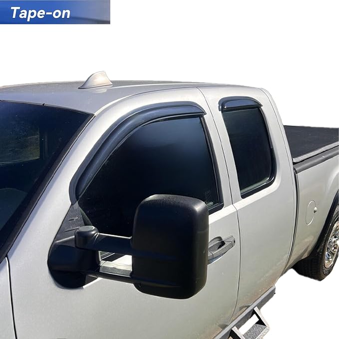 Tape On Window Visors Rain Guards for 2007-2013 Chevrolet Silverado & GMC Sierra 1500/2500HD/3500HD Extended Cab,Side Window Deflectors Vent Visors,Easy Install,Car Accessories for Weather Protection
