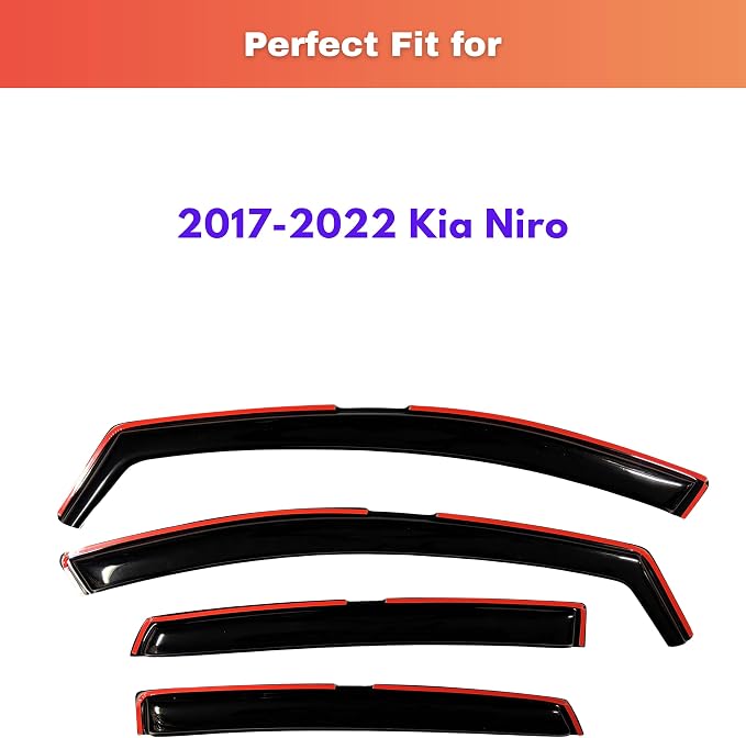 KPY Rain Guards Fit for 2017-2022 Kia NIRO, in-Channel Window Visors Vent Wind Deflectors 4PC, Car Accessories for 17-22 NIRO