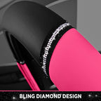 Leather Steering Wheel Cover - Made with PVC Leather - Anti-Slip, Universal Fit 14 1/2 inches to 15 inches - Hot Pink