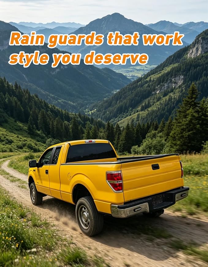 Extra-Thick Window Rain Guards Fit for 2004-2014 Ford F150 Extended Cab/SuperCab Rain Guard Truck Window Deflectors Side Window Visors Vent Shades Tape-on Vent Visors Car Accessories