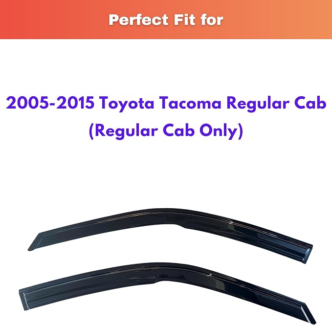 KPY Rain Guards Fit for 2005-2015 Toyota Tacoma Single Cab, Out-Channel Window Visors Vent Wind Deflectors 2PC, Truck Accessories for 05-15 Tacoma Regular Cab (Single Cab Only)