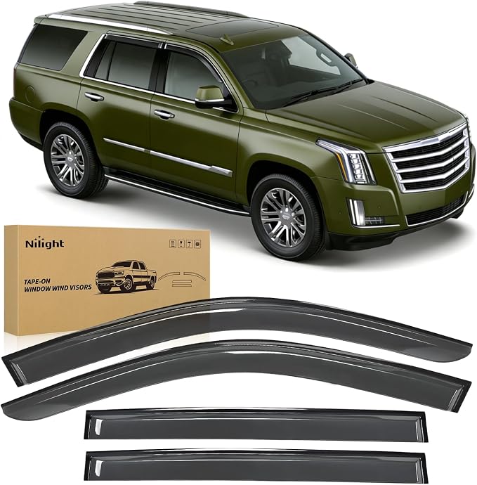 Window Visors Rain Guards for Chevy Tahoe 2015 2016 2017 2018 2019 2020, Outside Mount Window Vent Wind Deflectors Visors Shades for Fresh Air Circulation, Smoke Tinted, 4PCS