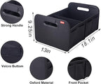 Trunk Organizer For Suv & Sedan,Car Organizers and Storage, Waterproof Collapsible & Adjustable Straps,35L Sturdy Car Organization for Car Accessories, Tools,Sundries,2 Compartment（Black）