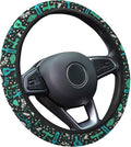 Teal Fantasy Symbol Steering Wheel Cover, Polyester Non-Slip Car Wheel Grip, Universal 15 Inch Auto Accessory