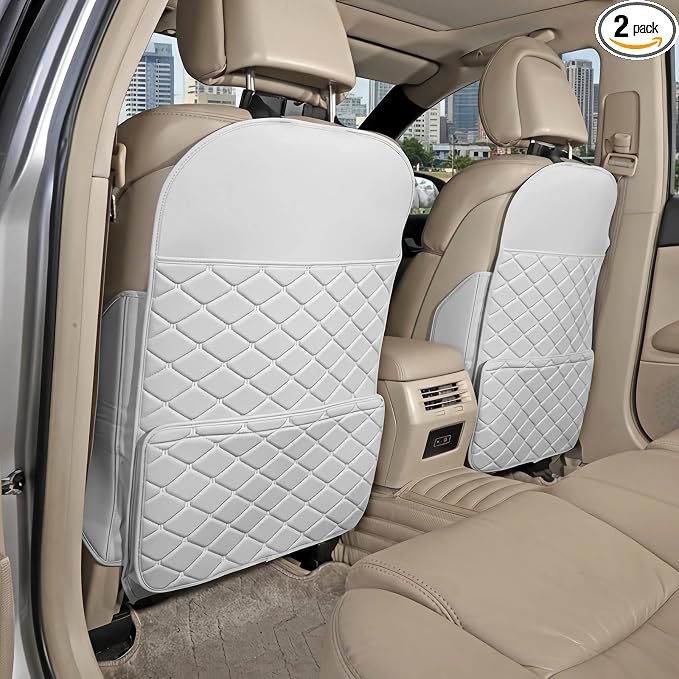 Seat Back Protector,Shields Seat Backs From Kicks and Adds Storage | kick mats back seat protector easy to install and clean, well-crafted, sturdy, durable and stylish.2 Pack