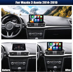[4+64GB] Android 15 Car Radio Stereo for Mazda 3 Axela 2014-2019 with Wireless CarPlay Android Auto,9" Touch Screen Car Radio with Bluetooth GPS WiFi FM/RDS EQ SWC Backup Camera