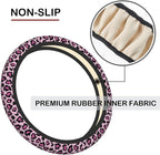 Pink Leopard Print Elastic Steering Wheel Cover, Non-Slip Breathable Neoprene Steering Wheel Covers, Women Pink Car Accessories, Universal 15 Inch Fit Auto, Suvs, Truck