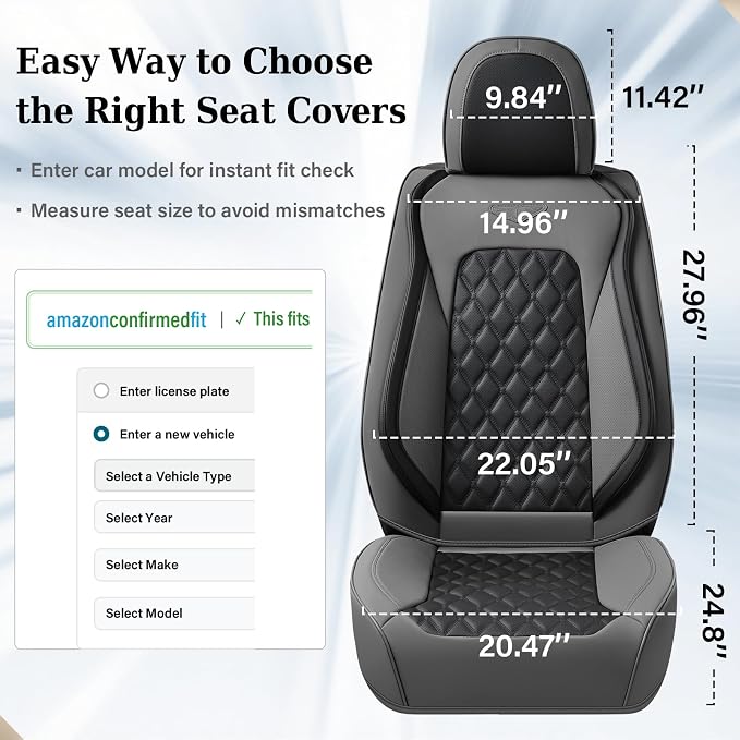 Coverado Car Seat Covers Front Seats, Minimalist Scratch-Resistant Waterproof Faux Leather Full Set with Rear Protectors, Business Daily Driving – GrayBlack