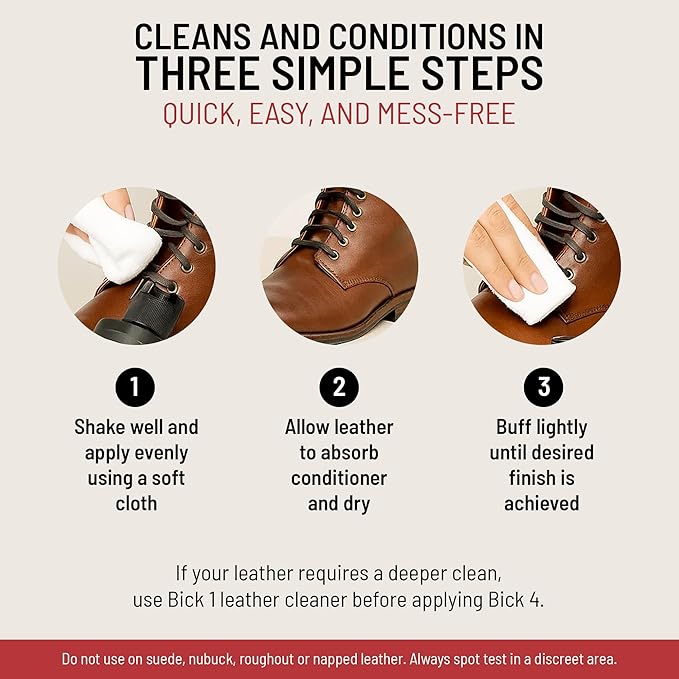 Bick 4 Leather Conditioner & Cleaner, Won't Darken Boots, Couch, Bags 16 oz | Made in USA, For Shoes, Furniture, Jackets, Auto Interiors, Apparel & Accessories