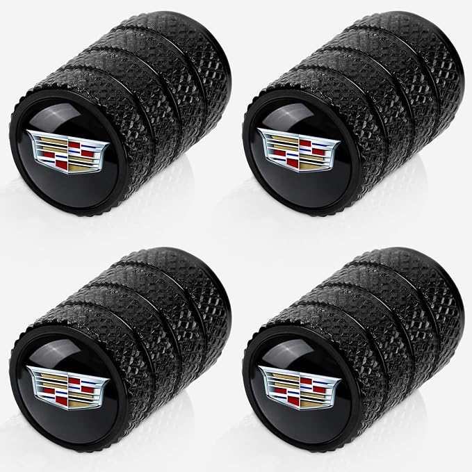 4pcs Tire Valve Stem Caps, Compatible with Cadillac Escalade CT4 CT5 CT6 ATS CTS SRX XT5 Series Stem Cap Universal Car Air Cover Car Accessories for Cars, SUV, Truck, Motorcycles （Black）
