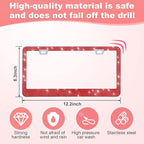 2 Pack Bling License Plate Frames for Women, Sparkly Rhinestone Diamond Car Accessories with Glitter Crystal Caps (Red)