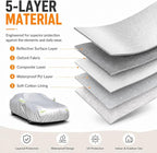 Heavy Duty Car Cover 189"×75"×59" Waterproof All-Weather Sedan Cover with Zipper Door+Windproof Straps，UV Snowproof Dustproof Fit for Toyota Corolla Honda Civic VW Jetta Kia Forte Elantra+More
