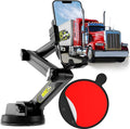 Cell Phone Mount for Truck Phone Holder for Truck Drivers - Heavy Duty Suction Cup + Dashboard Pad, iPhone Holder for Dashboard Window 16.9 inch Long, for iPhone & Samsung, Big Rig Trucker, Black