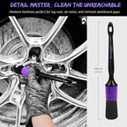 6Pcs Car Wheel & Tire Brush Kit, Professional Wheel Detailing Kit with Scratch-Free Rim Brush, Tire Brushes, Detailing Brush, Microfiber Towel & Tire Shine Applicator Pad, Vibrant Purple