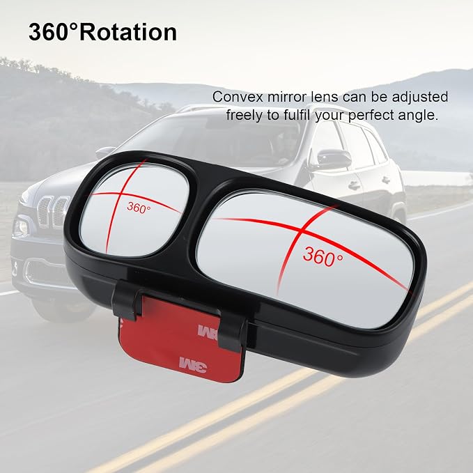 Blind Spot Mirror, Double Adjustable Mounted Blindspot Mirror HD Glass Wide Angle View, Side Rearview Mirror Universal, Right
