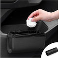 Car Trash Can, Leather Car Trash Bin Door Organizer with a Roll of Garbage Bag, Foldable Hanging Mini Cars Storage Must Have Essentials Interior Accessories(Black)