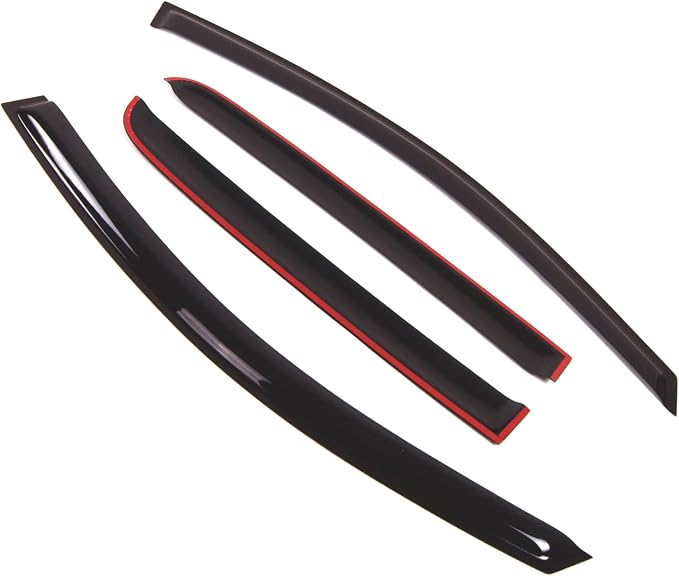 Outside Mount Window Vent Visors Rain Guards Compatible with Nissan Titan Crew Cab 2004-2015 | Side Window Wind Deflectors Rain Shields | Smoke Tinted, 4 Pcs Set, DGWV-358