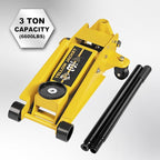 Hydraulic Floor Jack, Quickly Lift Car Jack with Dual Pumps, Heavy Duty Steel Service Jack, 3 Ton (6600 lb) Capacity