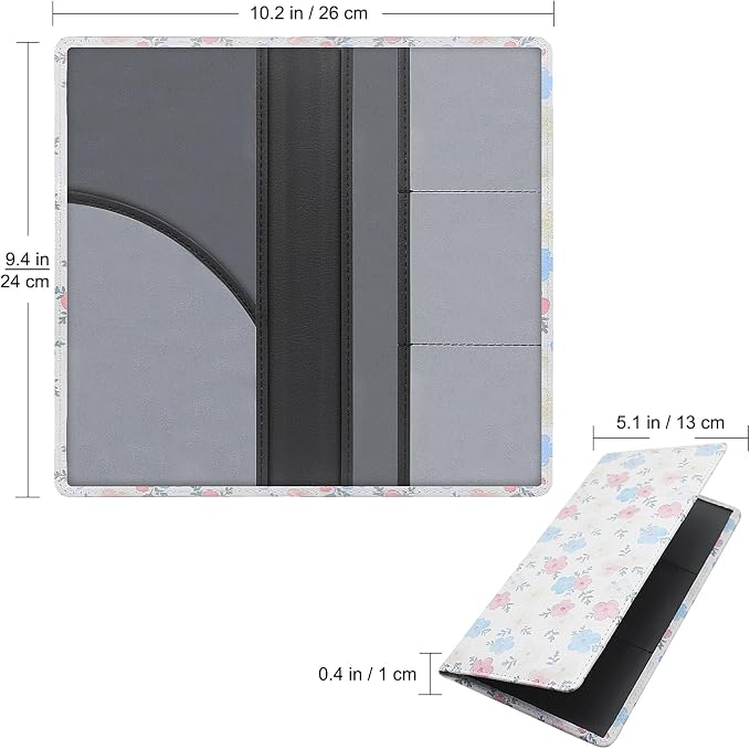 Premium Car Registration & Insurance Card Holder with Magnetic Shut, Vehicle Glove Box Car Organizer - For Documents, Cards, License (Floral A)
