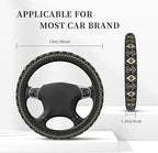 Geometric Steering Wheel Cover Car Elastic Steering Wheel Protector | Aztec Style Abstract Anti-Slip Breathable Car Accessories Interior for Women Men Universal 15 Inch Fit Auto Truck