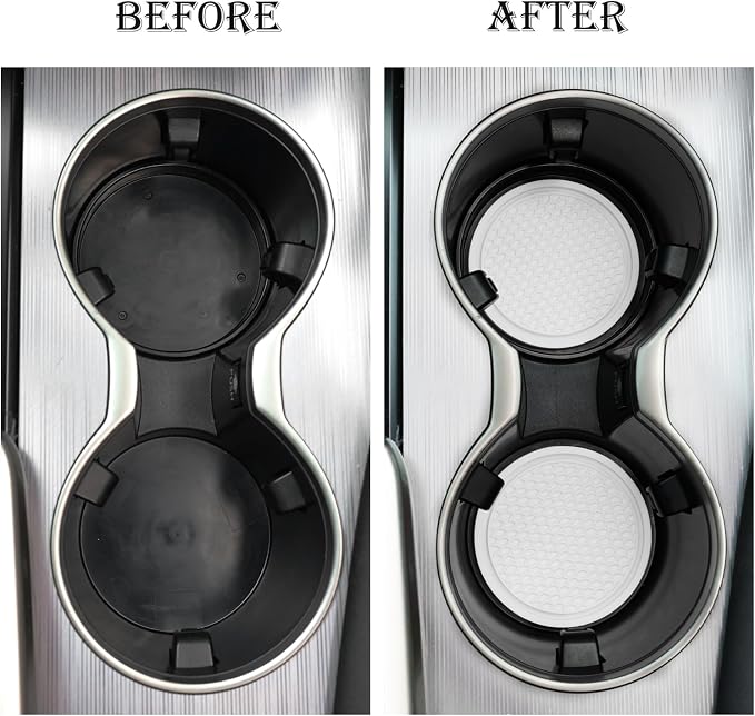 Car Cup Coaster, 4PCS Universal Non-Slip Cup Holders Embedded in Ornaments Coaster, Car Interior Accessories, White