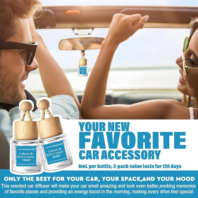Car Air Freshener Diffuser 4 Pack Hanging Car Freshener for Women - 24.K Magic & W. Hotel ＆ Cabane & Rltz. CarIton Hotel ＆ Droam 0n & Westln Hotels ＆ M.y Way & The 0ne Hotel Fragrance Oil