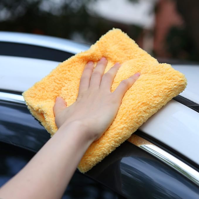 Microfiber Towels for Cars, Car Drying Wash Detailing Towel with Plush Edgeless Microfiber Cloth (Yellow)