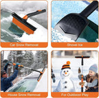 3 in 1 Silicone Snow Brush with Ice Scrapers, 39.37" Extendable Window Ice Removal with Squeegee for Windshield, 360° Pivoting Brush Head Cleaner Tool for Car, Truck, SUV