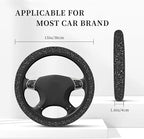 Spider Web Steering Wheel Cover Car Steering Wheel Protector | Black White Elastic Anti-Slip Breathable Car Accessories Interior for Women Men Universal 15 Inch Fit Auto SUVs Vans Truck