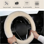 Fuzzy Steering Wheel Cover, 15 inch Soft Wool Fur Steering Wheel Protector, Fluffy Wheel Covers for Winter Warm, Car Interior Decoration Accessories for Women Men (Beige)