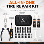 Tire Repair Screws Kit, Screw in Tire Plugs for Emergency Puncture Repair, Rubber Nail Screw in Tire Plug Kit with Pliers, Screwdriver & Rubber Cement for Tubeless Tires
