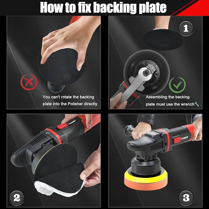 Car Buffer Polisher,6 inch Dual Action Polisher,Random Buffer Polisher kit with 6 Variable Speed 1000-4500rpm,Detachable Handle,4 Buffing Pads for Car detailing Polishing and Waxing