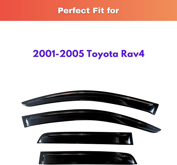 KPY Rain Guards Fit for 2001-2005 Toyota Rav4, Out-Channel Window Visors Vent Wind Deflectors 4PC, Car Accessories for 01-05 Rav4
