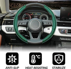 2pcs Universal Fit Carbon Fiber Steering Wheel Cover, Anti-Skid Steering Wheel Cover/Segmented Steering Wheel Protector/Car Interior Accessories (Bright Green)