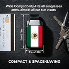 2 Pack Sunglasses Holder for Car, One-Handed-Operation Visor Sunglass Holder Clip, Easy Access Storage for Driving,Universal Fits (Black-Mexican Flag)