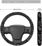 Automotive Steering Wheel Covers for Driver Universal 14 to 15 in | Bat Spider Web Print Steering Wheel Protector with Cloth for Women, Keep Warm Comfort Grip, Sweat Absorption Neoprene