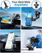 【85+LBS Strongest Suction & Military-Grade Ultimate Car Phone Mount【Patent & Safety Certs】 Cell Phone Holder for Dash Windshield Vent for iPhone 17 Pro Max Automobile Accessory Kits,Light Blue