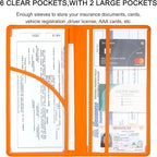 Premium Car Registration & Insurance Card Holder with Magnetic Shut, Vehicle Glove Box Car Organizer - For Documents, Cards, License (Orange)