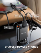 Car Charger USB C Compatible with iPhone 17 16 15 Fast Charging [Ultra-Compact, 60% Less Space] 57w Type C Retractable Car Charger Fit Samsung Galaxy S25 S24 Ultra Pixel Android - Black