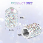 Car Wheel Tire Valve Caps, 4 PCS Bling Tire Valve Caps, Crystal Tire Caps Shinny Rhinestone for Women, Universal Car Dustproof Tire Valve Caps for Cars, Trucks, SUV and Motorcycles (AB)