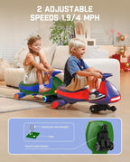 N7 Pro Electric Wiggle Car with Pedal, Rechargeable Battery, CyberWiggle, 2 in 1 Swing Car, 2 Speeds Max 4 Mph, Anti-Rollover, Flashing Wheels, Bluetooth, Ages 3+, 150 Lbs, Green