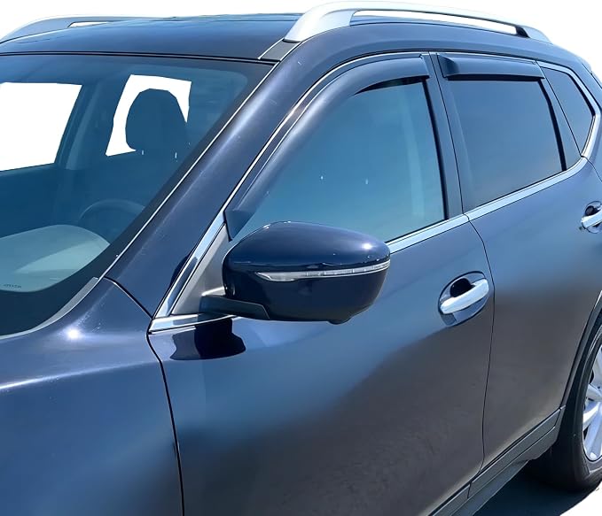Rain Guards Window Visors for Nissan Rogue 2014-2020,Tape On Black Rain Deflectors for Car Windows, Weatherproof & Easy Installation, Fits S/SV/SL Trims,Truck Accessories-4pcs
